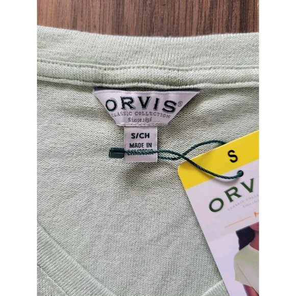 New Womens Orvis Mint Green V Neck Cap Sleeve Knit Top Sz S - Picture 4 of 5
